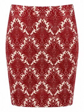 Cotton blend jacquard skirt, Talbots, floral damask pattern, Size 12
